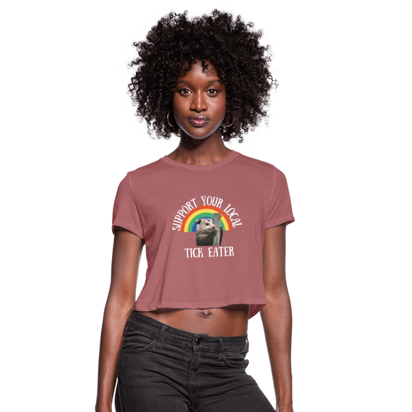 Opossum Support Women's Cropped T-Shirt - mauve